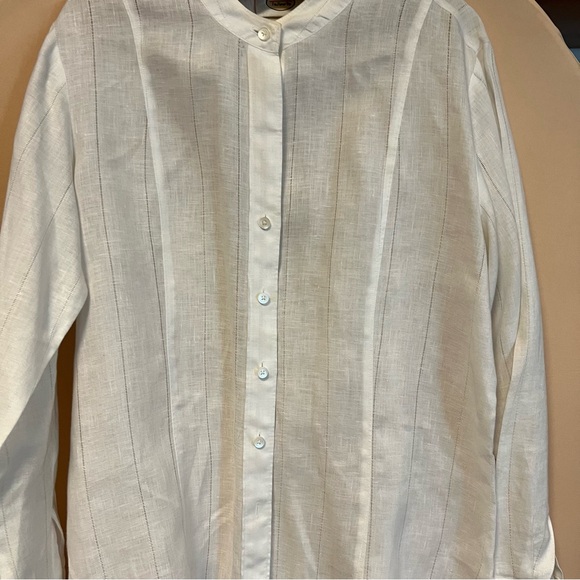 Talbots White Irish Linen Blouse - Picture 2 of 7